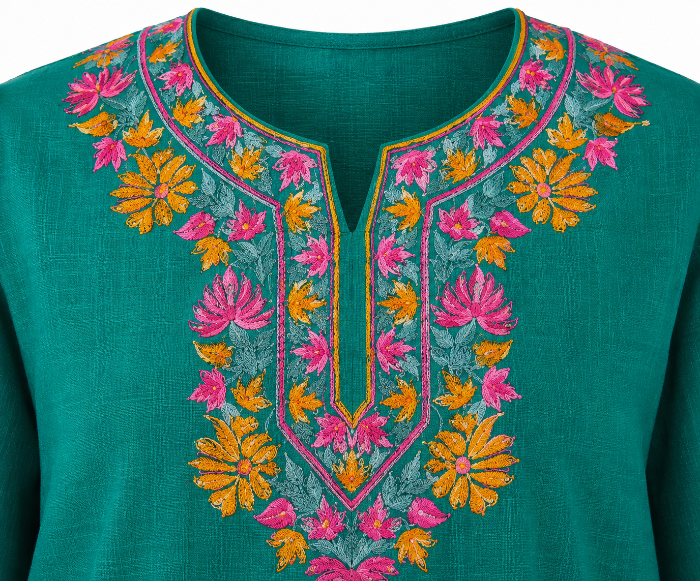 Kashmir Aari cotton Co-Ord Set | Dark Teal